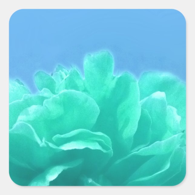 Farbenfrohe blaugrüne Blüte Quadratischer Aufkleber (Vorderseite)