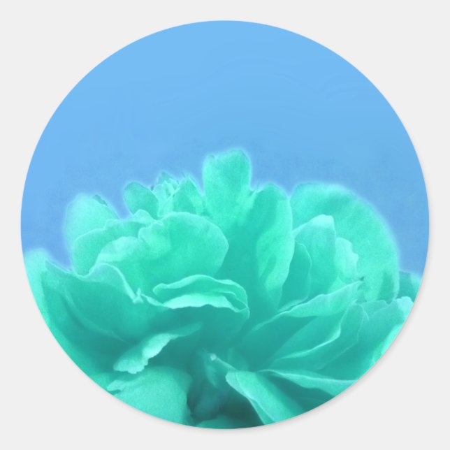 Farbenfrohe blaugrüne Blüte Runder Aufkleber (Vorderseite)