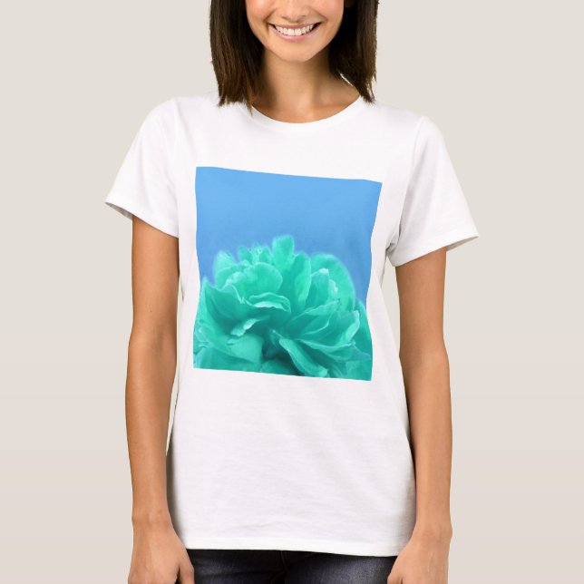 Farbenfrohe blaugrüne Blüte T-Shirt (Vorderseite)