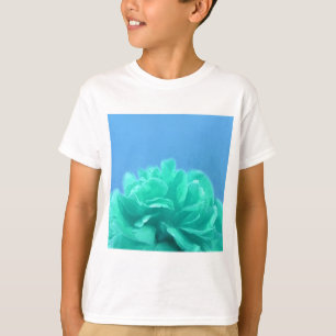 Farbenfrohe Blaugrüne Floral T-Shirt