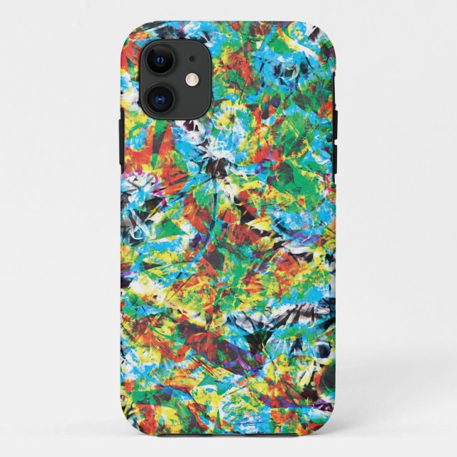 Farbenfrohe blaugrüne Frühlingsmuster Blume Kunst Case-Mate iPhone Hülle (Rückseite)