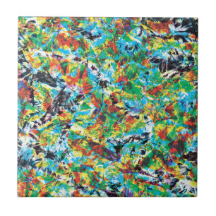 Farbenfrohe blaugrüne Frühlingsmuster Blume Kunst Fliese