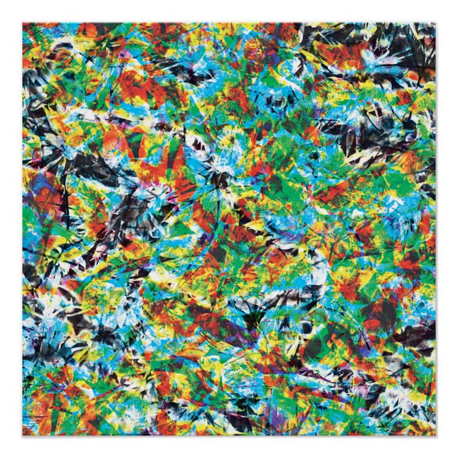 Farbenfrohe blaugrüne Frühlingsmuster Blume Kunst Poster (Vorderseite)