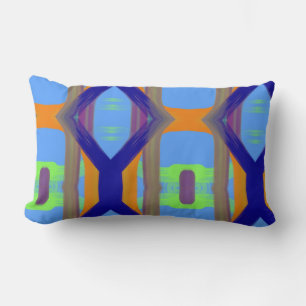 Farbenfrohe blaugrüne Orangenmuster für kundenspez Lendenkissen