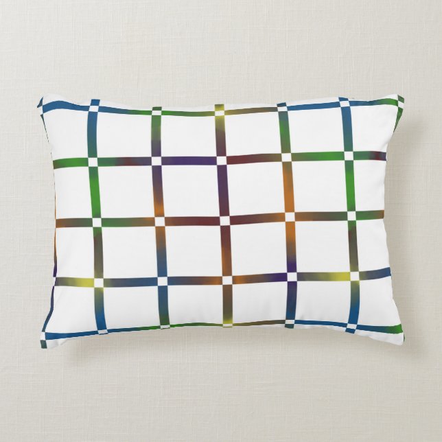 Farbenfrohe Blended Rainbow Grid mit Negativ Space Dekokissen (Vorderseite)