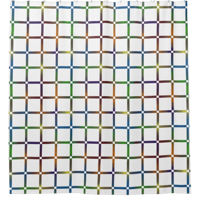 Farbenfrohe Blended Rainbow Grid mit Negativ Space Duschvorhang (Vorderseite)
