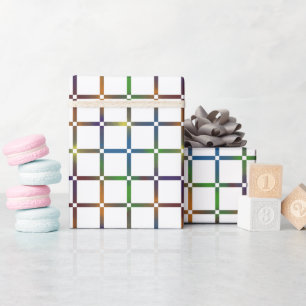 Farbenfrohe Blended Rainbow Grid mit Negativ Space Geschenkpapier