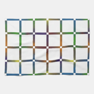 Farbenfrohe Blended Rainbow Grid mit Negativ Space Geschirrtuch