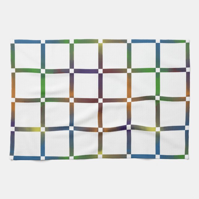 Farbenfrohe Blended Rainbow Grid mit Negativ Space Geschirrtuch (Horizontal)