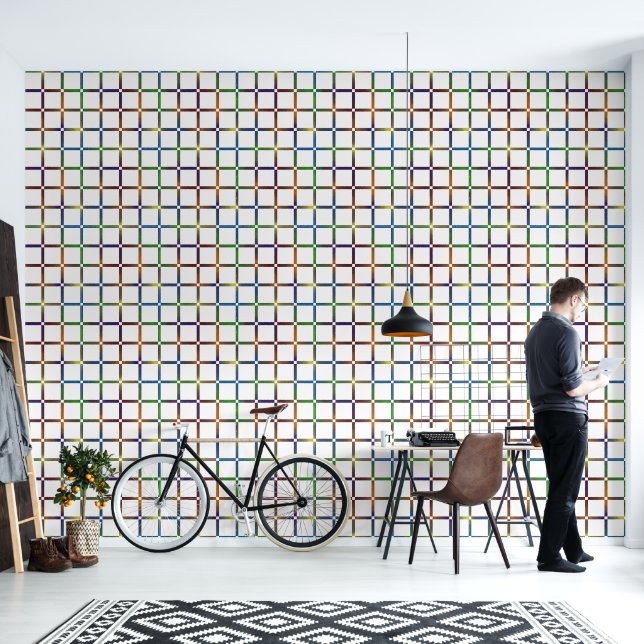 Farbenfrohe Blended Rainbow Grid mit Negativ Space Tapete (Wohnbereich)