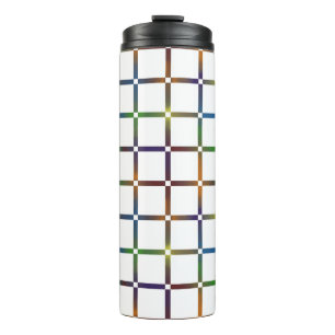 Farbenfrohe Blended Rainbow Grid mit Negativ Space Thermosbecher