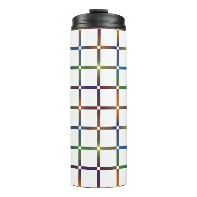 Farbenfrohe Blended Rainbow Grid mit Negativ Space Thermosbecher (Vorderseite)
