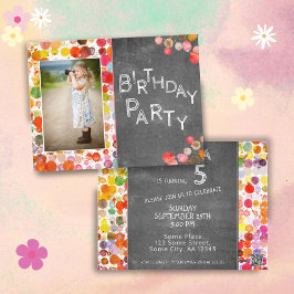 Farbenfrohe Blocks Chalkboard Kinder Foto Geburtst Postkarte