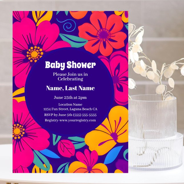 Farbenfrohe Blooms-Dopamin-Stil-Retro-Blume Einladung (Colorful Blooms-Dopamine Style Invitation)