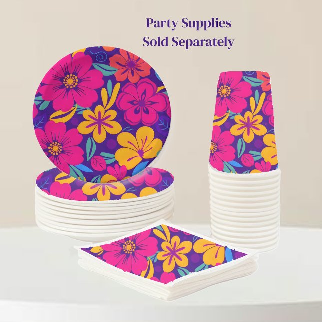 Farbenfrohe Blooms-Dopamin-Stil-Retro-Blume Pappteller (Colorful Blooms-Dopamine Style-Party Supplies plates cups and napkins)