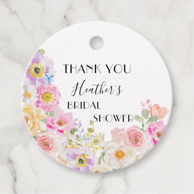 Farbenfrohe Blossom Floral Brautparty Vielen Dank Geschenkanhänger (Vorderseite)