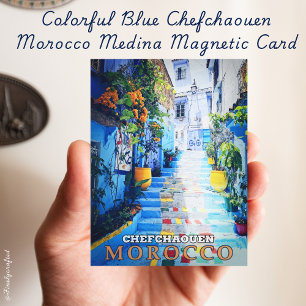 Farbenfrohe Blue Chefchaoue Medina Magnetkarte