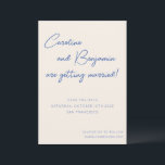 Farbenfrohe Blue Ecru Script Handwriting Wedding Save The Date<br><div class="desc">Farbenfrohe Blue Ecru Script-Handschrift Hochzeit speichern das Datum</div>