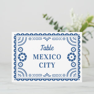 Farbenfrohe Blue Papel Picado Wedding Tischnummer