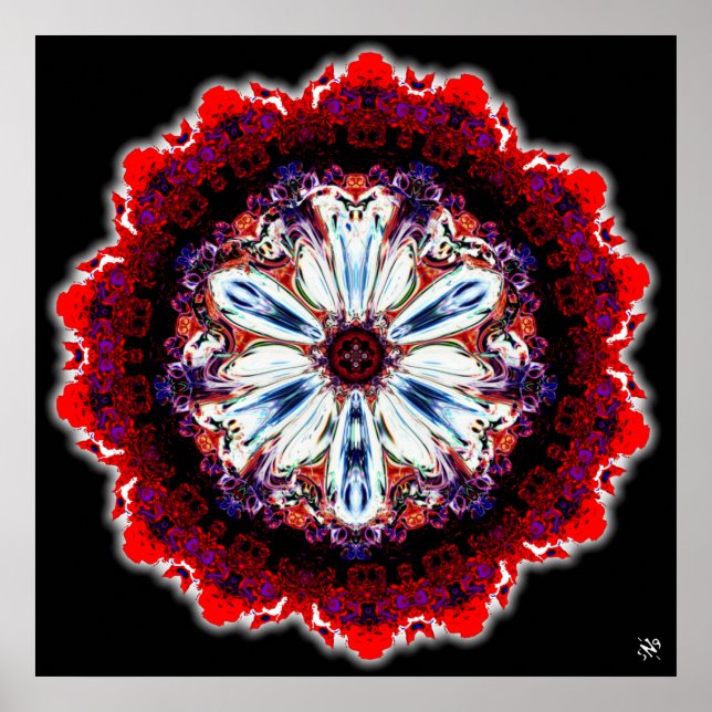 Farbenfrohe blühende Blume (farbiges Muster) Poster (Vorne)