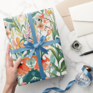 Farbenfrohe blühende Blumenhochzeit Geschenkpapier