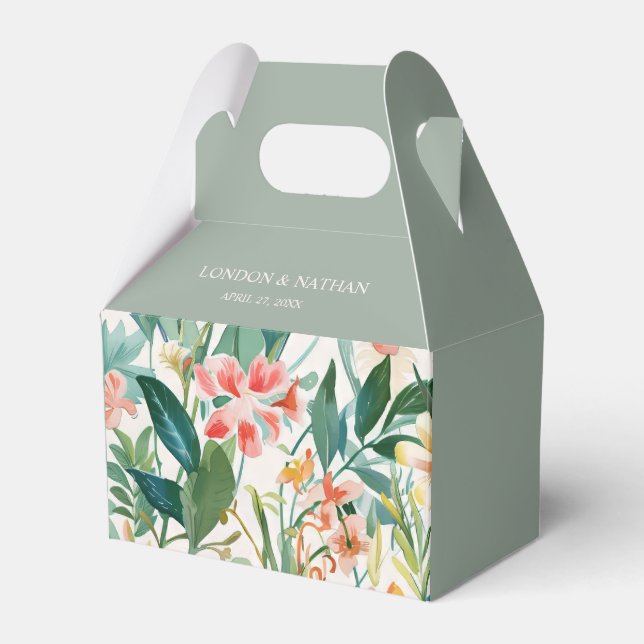 Farbenfrohe blühende Blumenhochzeit Geschenkschachtel (Vorderseite)