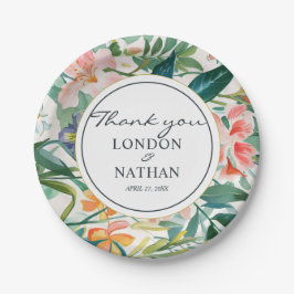 Farbenfrohe blühende Blumenhochzeit Pappteller