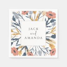 Farbenfrohe blühende Blumenzellenhochzeit Napkins