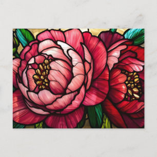 Farbenfrohe blühende Pfingstrosenblumen Postkarte