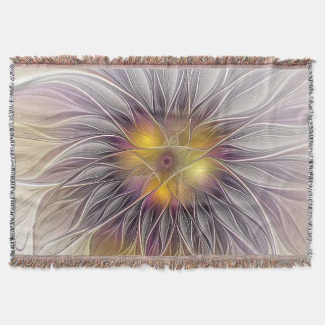 Farbenfrohe Blume, Abstrakt modernes Fraktal Decke (Vorderseite)