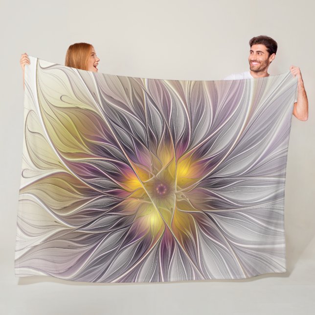 Farbenfrohe Blume, Abstrakt modernes Fraktal Fleecedecke (Beispiel)