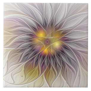 Farbenfrohe Blume, Abstrakt modernes Fraktal Fliese