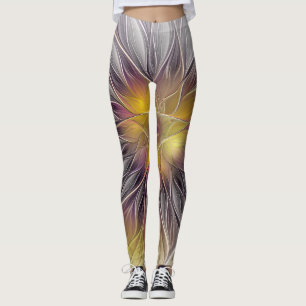 Farbenfrohe Blume, Abstrakt modernes Fraktal Leggings