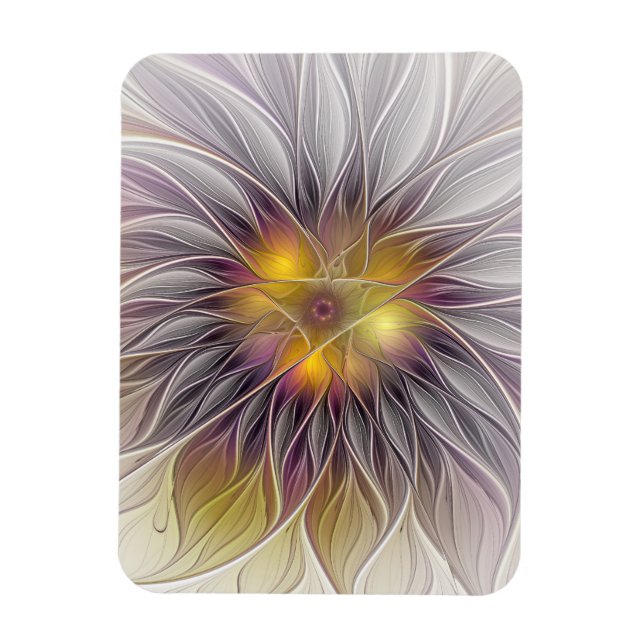 Farbenfrohe Blume, Abstrakt modernes Fraktal Magnet (Vertikal)