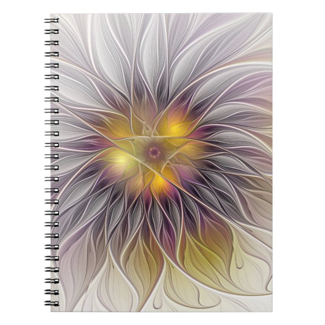 Farbenfrohe Blume, Abstrakt modernes Fraktal Notizblock (Vorderseite)
