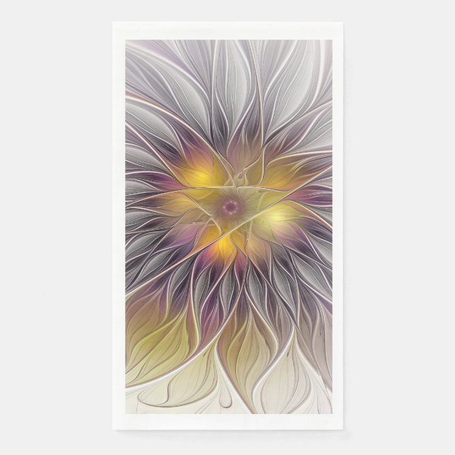 Farbenfrohe Blume, Abstrakt modernes Fraktal Serviette (Vorderseite)