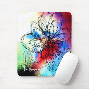 Farbenfrohe Blume Abstrakt Signatur Mousepad