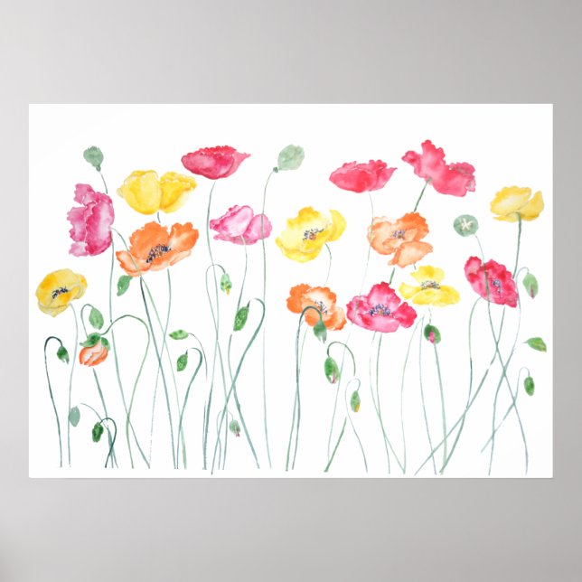 farbenfrohe Blume Aquarellfarbe Poster (Vorne)