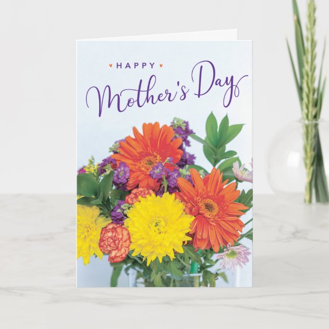 Farbenfrohe Blume Arrangement zum Muttertag Karte (Vorderseite)