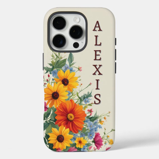 Farbenfrohe Blume auf Beige Case-Mate iPhone Hülle (Rückseite)