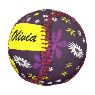 Farbenfrohe Blume auf schwarz Baseball