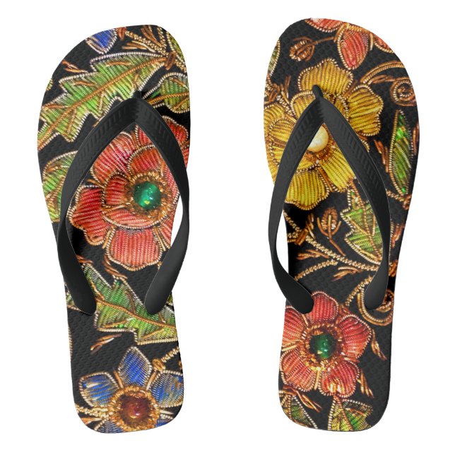 Farbenfrohe Blume auf Velvet Flip Flops (Fußbett)