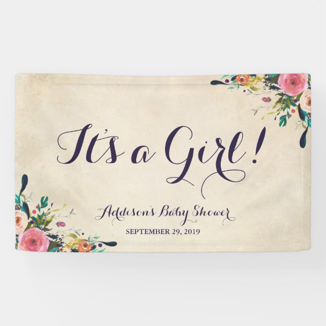 Farbenfrohe Blume Baby Duschbanner Grosses Banner (Horizontal)