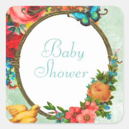 Farbenfrohe Blume Babydusche Aufkleber auf dem Pla
