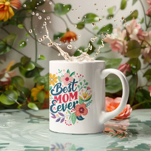 Farbenfrohe Blume Beste Mama je Kaffeetasse