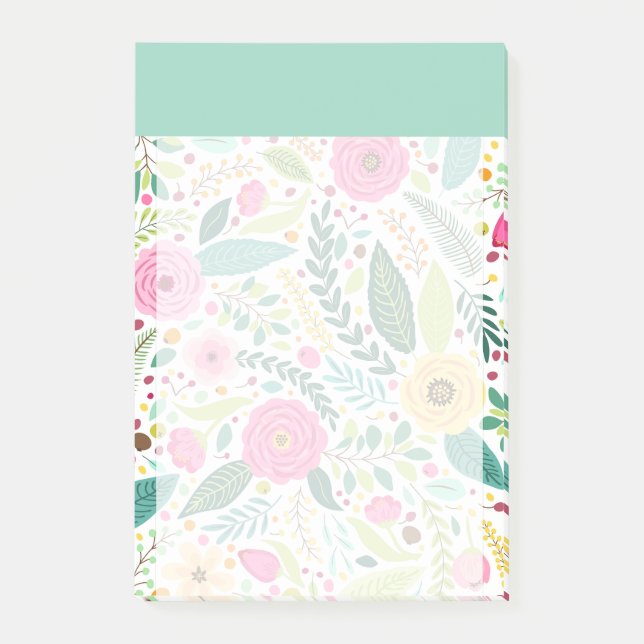 Farbenfrohe Blume Blauer Himmelsfarbenblock Girl Post-it Klebezettel (Vorderseite)