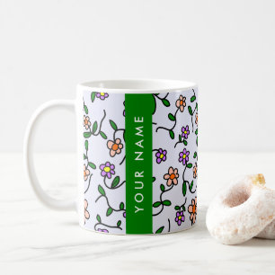 Farbenfrohe Blume, blauer Hintergrund, grün Kaffeetasse