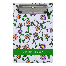 Farbenfrohe Blume, blauer Hintergrund, grün Mini Klemmbrett