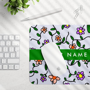 Farbenfrohe Blume, blauer Hintergrund, grün Mousepad