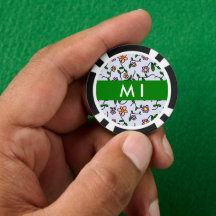 Farbenfrohe Blume, blauer Hintergrund, grün